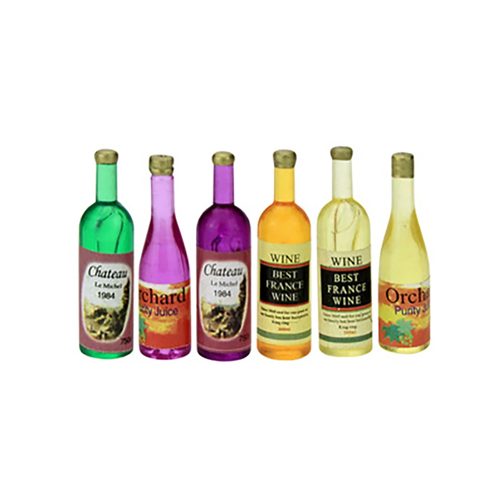 Resin Art Bottle - 6 pçs 1/12 casa de bonecas